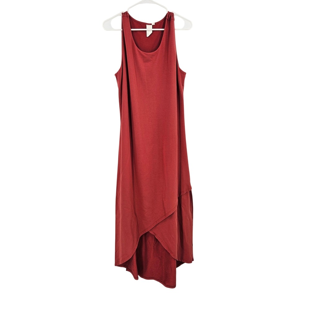 Ady P Maxi Dress Rust Orange Red Layered Tulip Hem Lagenlook Cotton Plus 2X